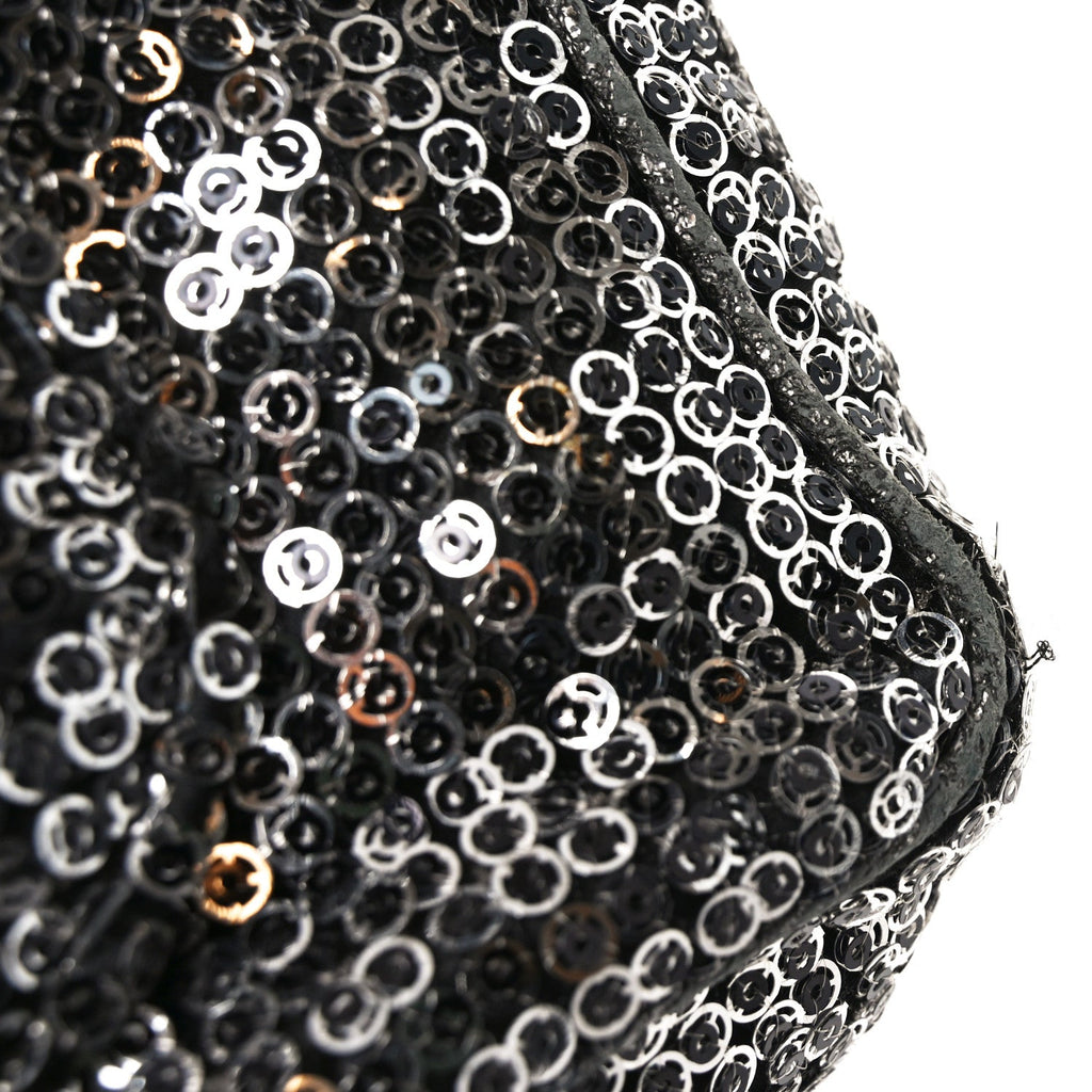 Chanel Sequin Medium Single Flap Dark Silver