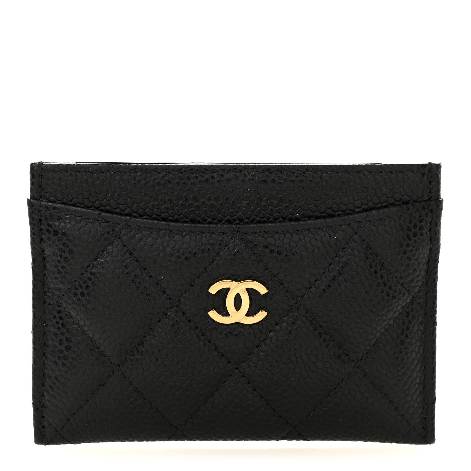 Caviar Quilted Card Holder Black