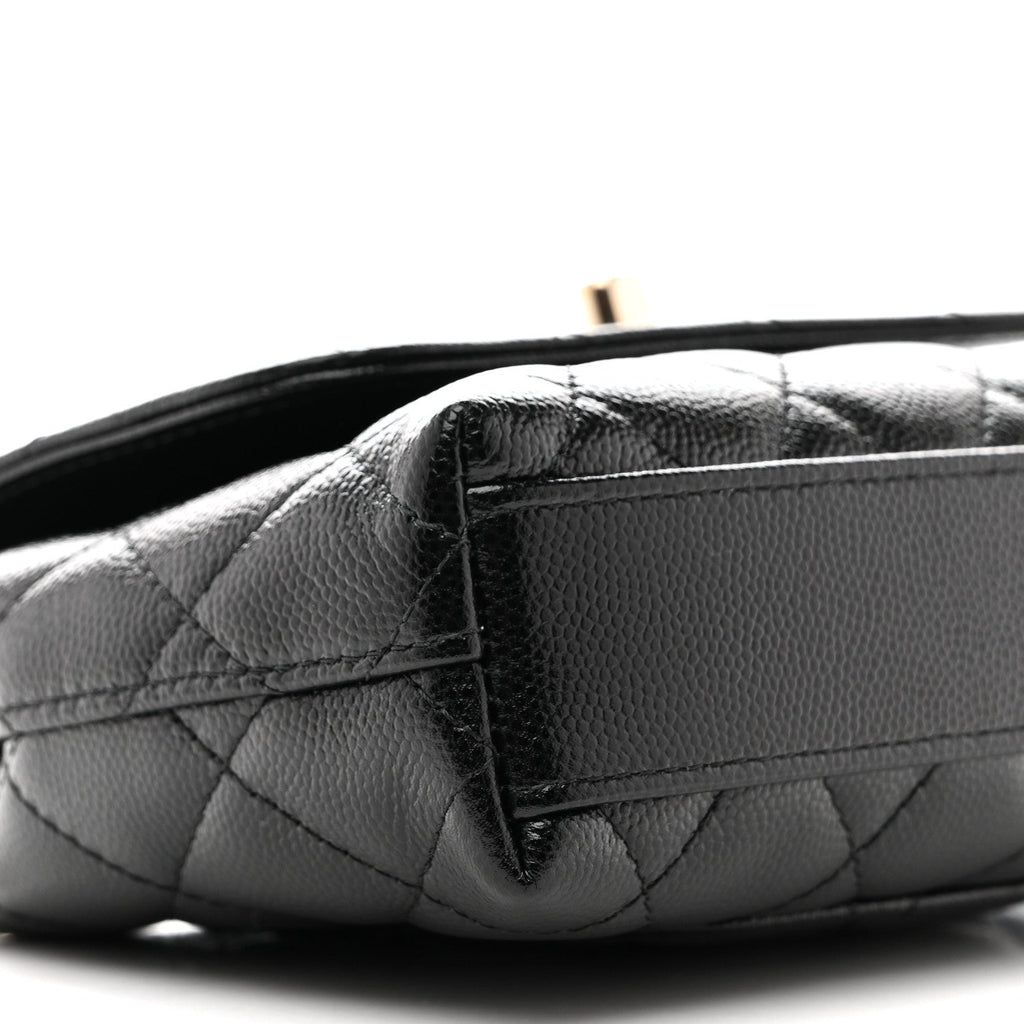 Chanel Caviar Quilted Coco Handle Clutch With Chain Black