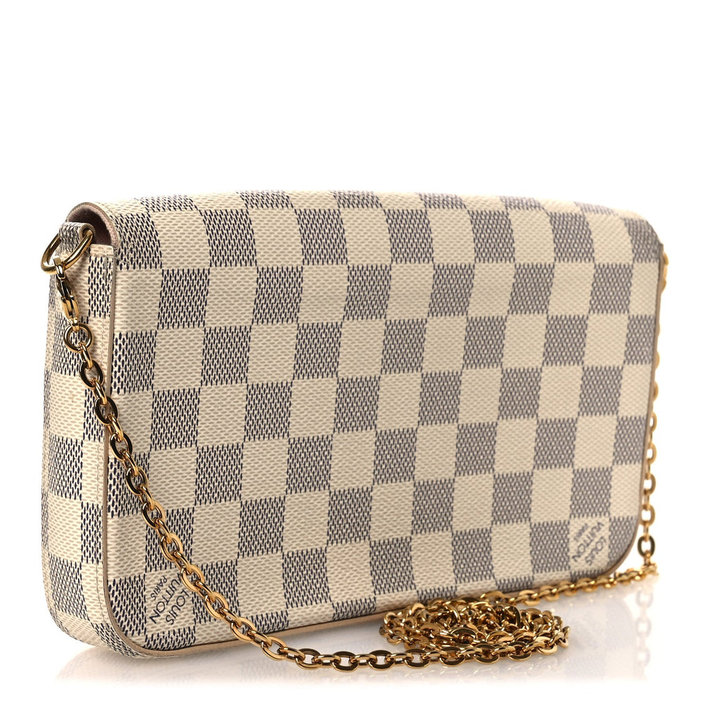 Louis Vuitton Damier Azur Pochette Felicie Chain Wallet Rose Ballerine