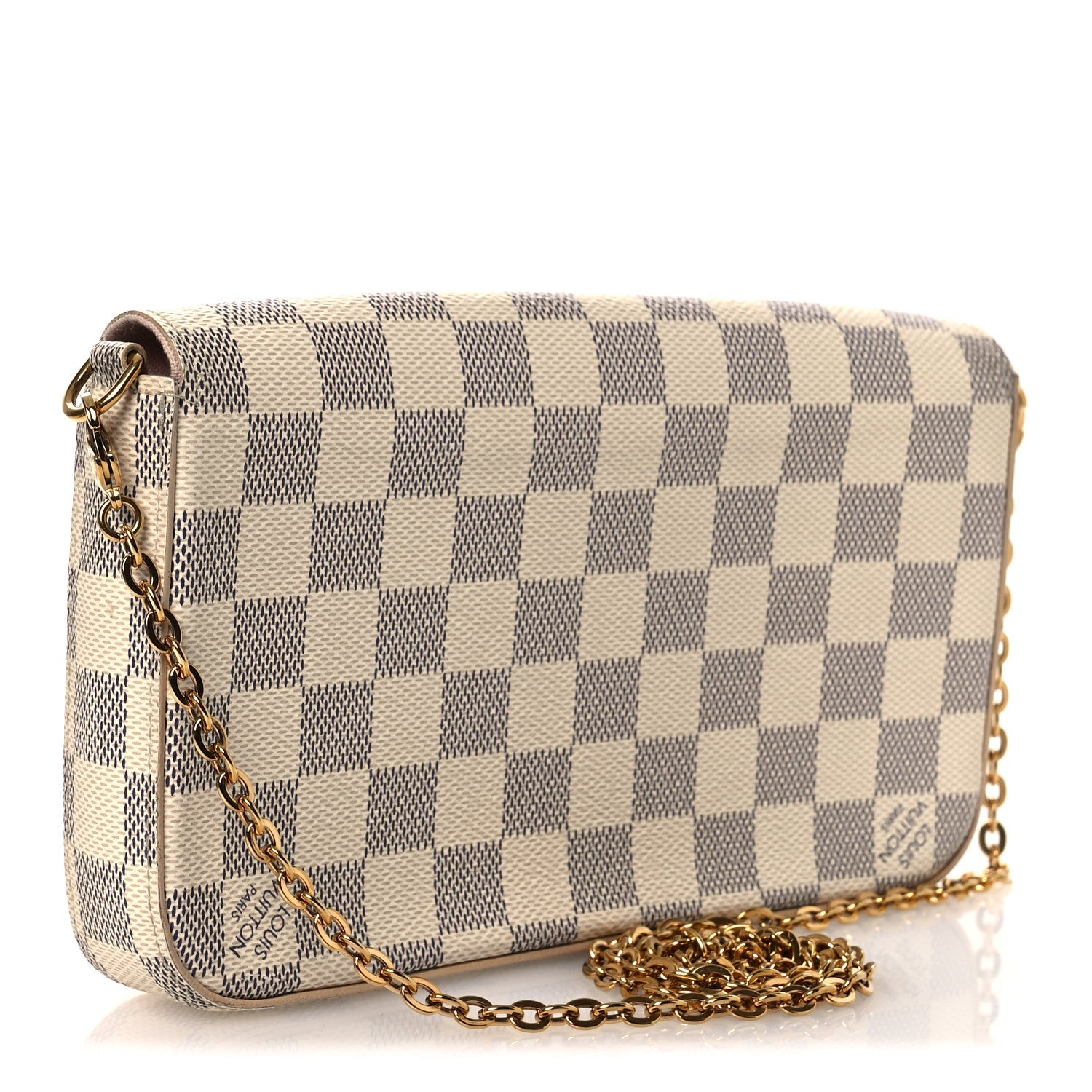 Louis Vuitton Damier Azur Pochette Felicie Chain Wallet Rose Ballerine
