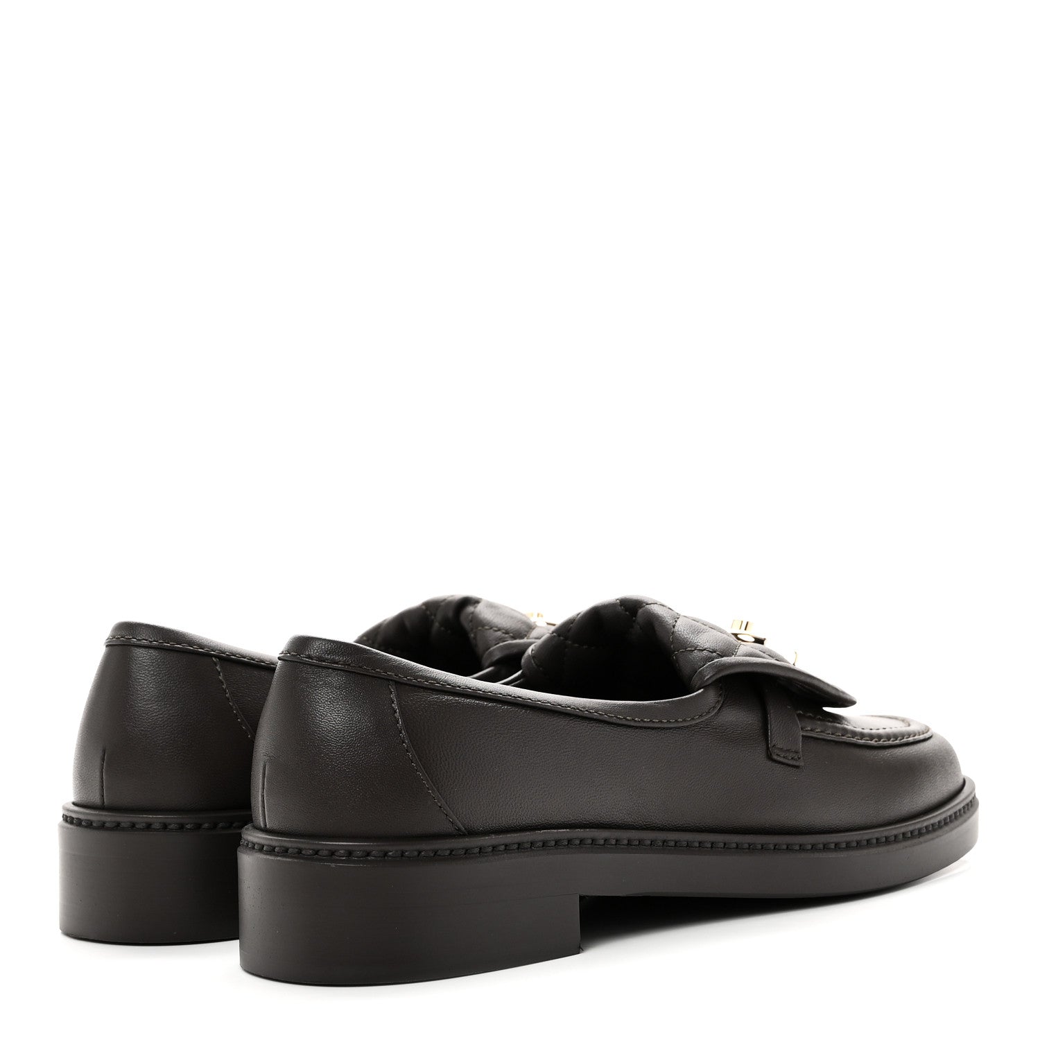 Lambskin Quilted CC Turnlock Loafers 37 Dark Brown