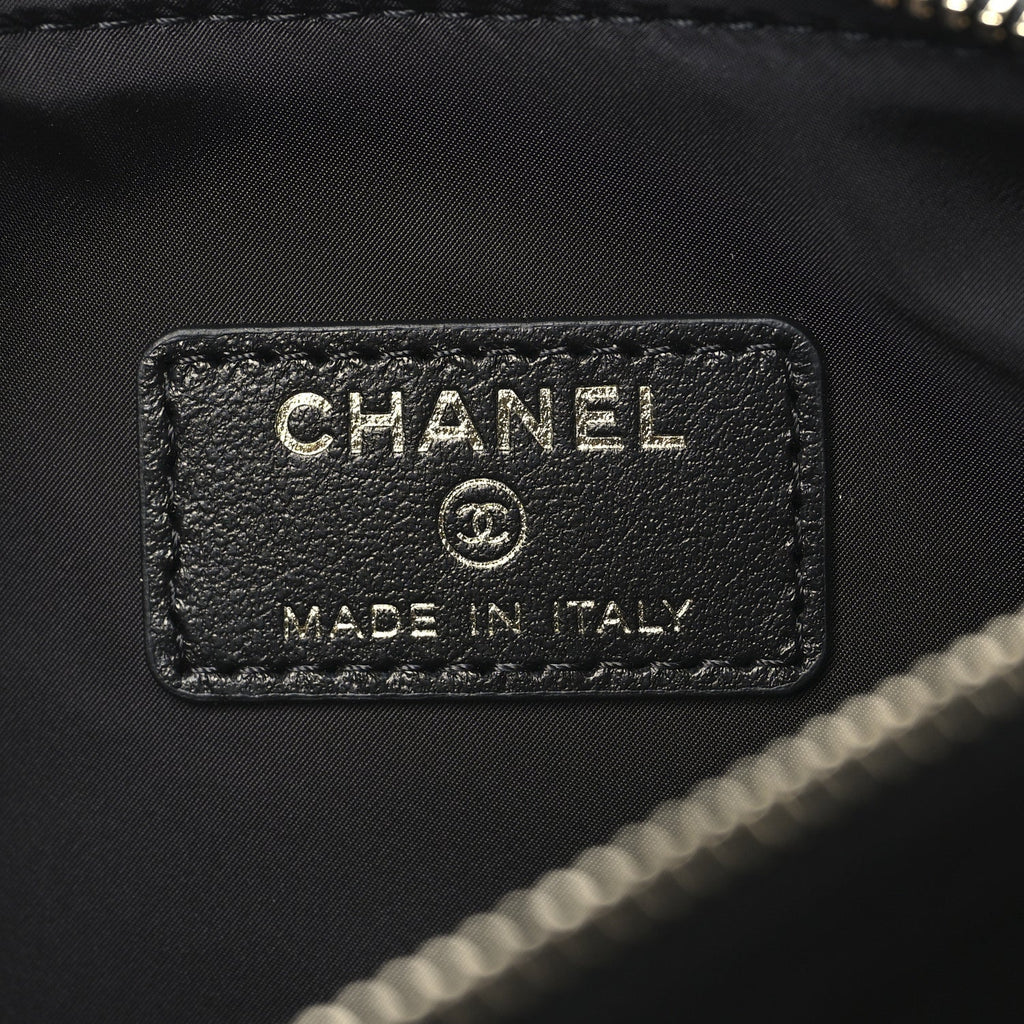 Chanel Velvet Effect Nylon Shiny Crumpled Calfskin Quilted Chanel 25 Clutch With Chain Black