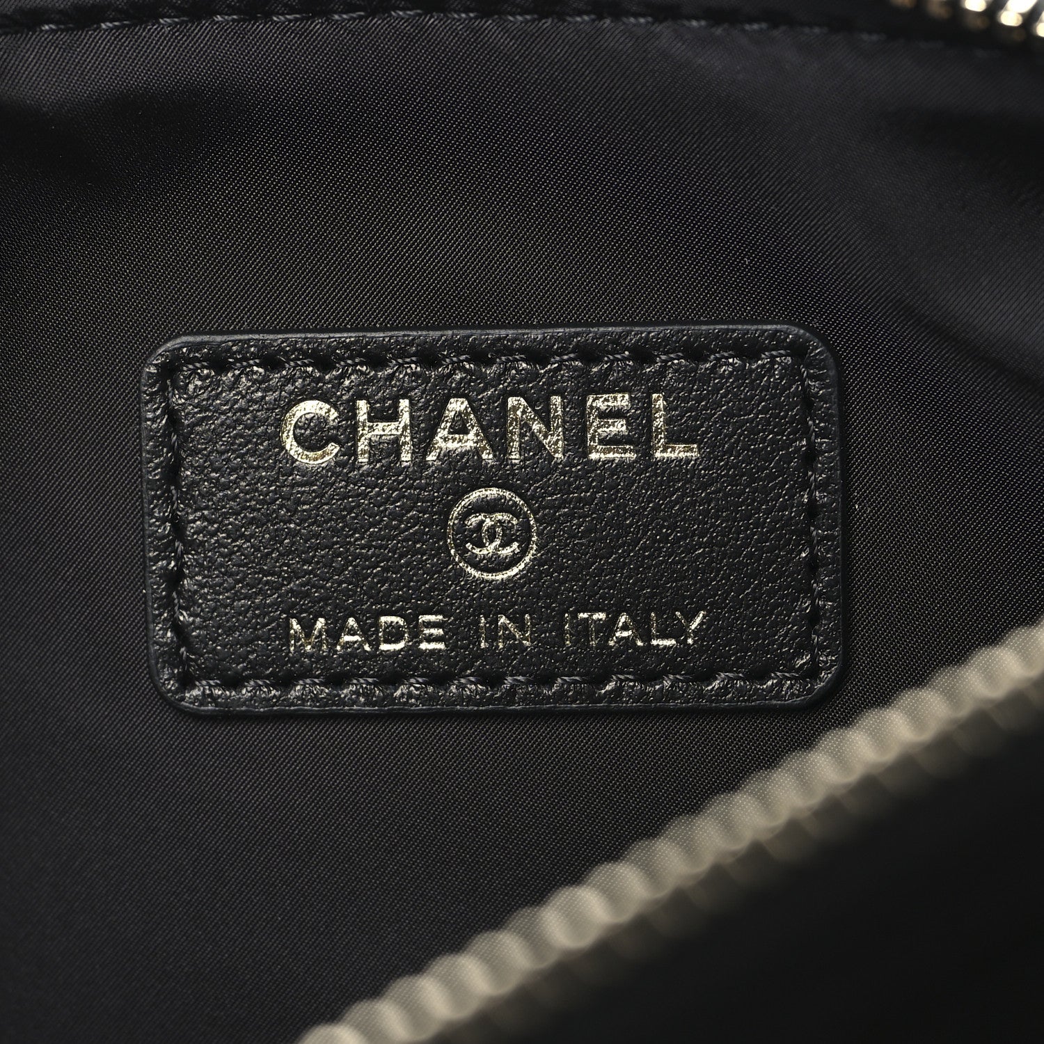 Chanel Velvet Effect Nylon Shiny Crumpled Calfskin Quilted Chanel 25 Clutch With Chain Black