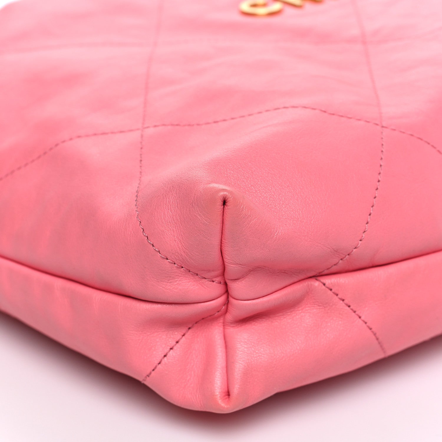 Chanel Shiny Calfskin Quilted Chanel 22 Drawstring Bag Coral Pink