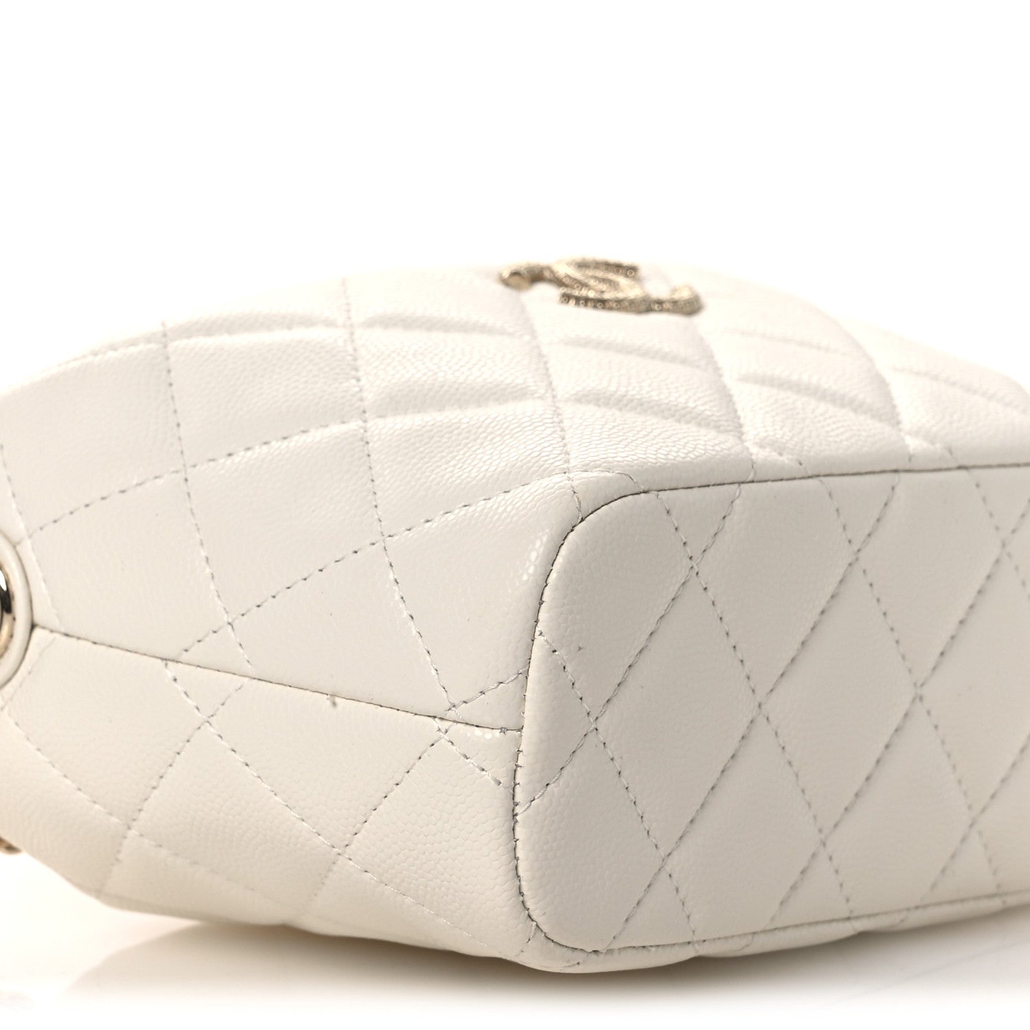 Chanel Caviar Quilted Hobo Clutch With Chain White