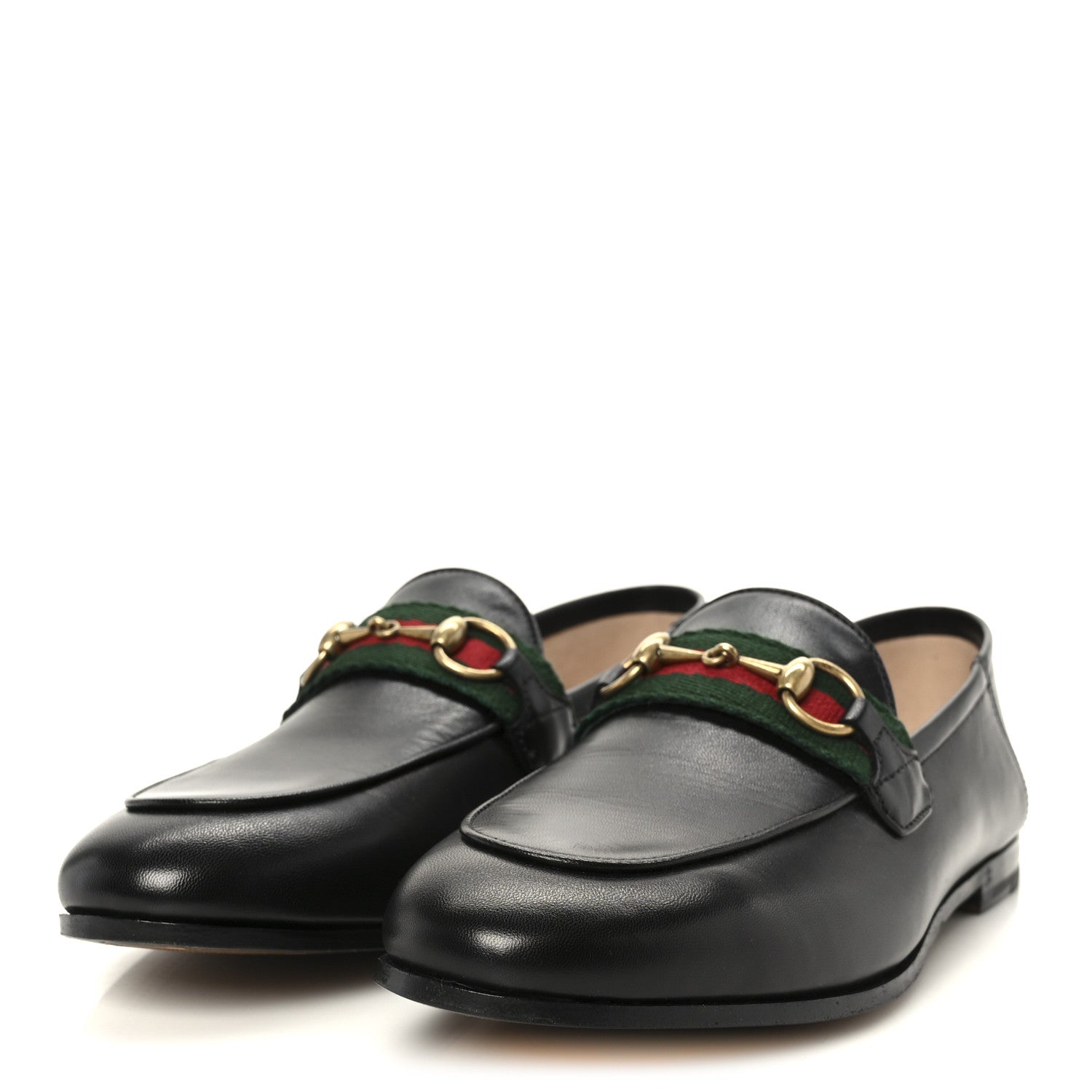 Gucci Malaga Kid Web Womens Horsebit Loafers 35 Black