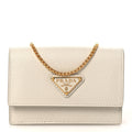 Prada Saffiano Card Holder With Chain Talco