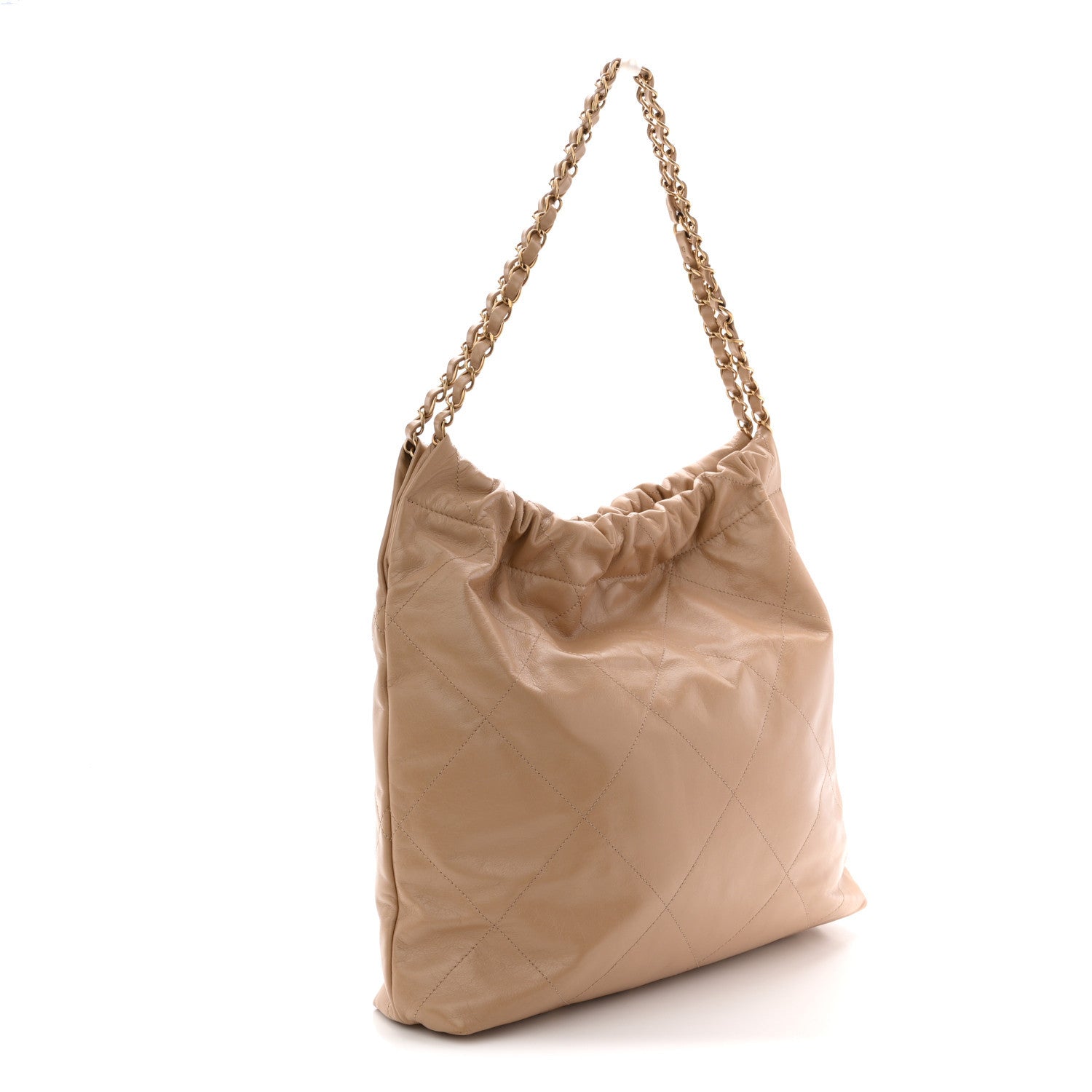 Chanel Shiny Calfskin Quilted Chanel 22 Beige