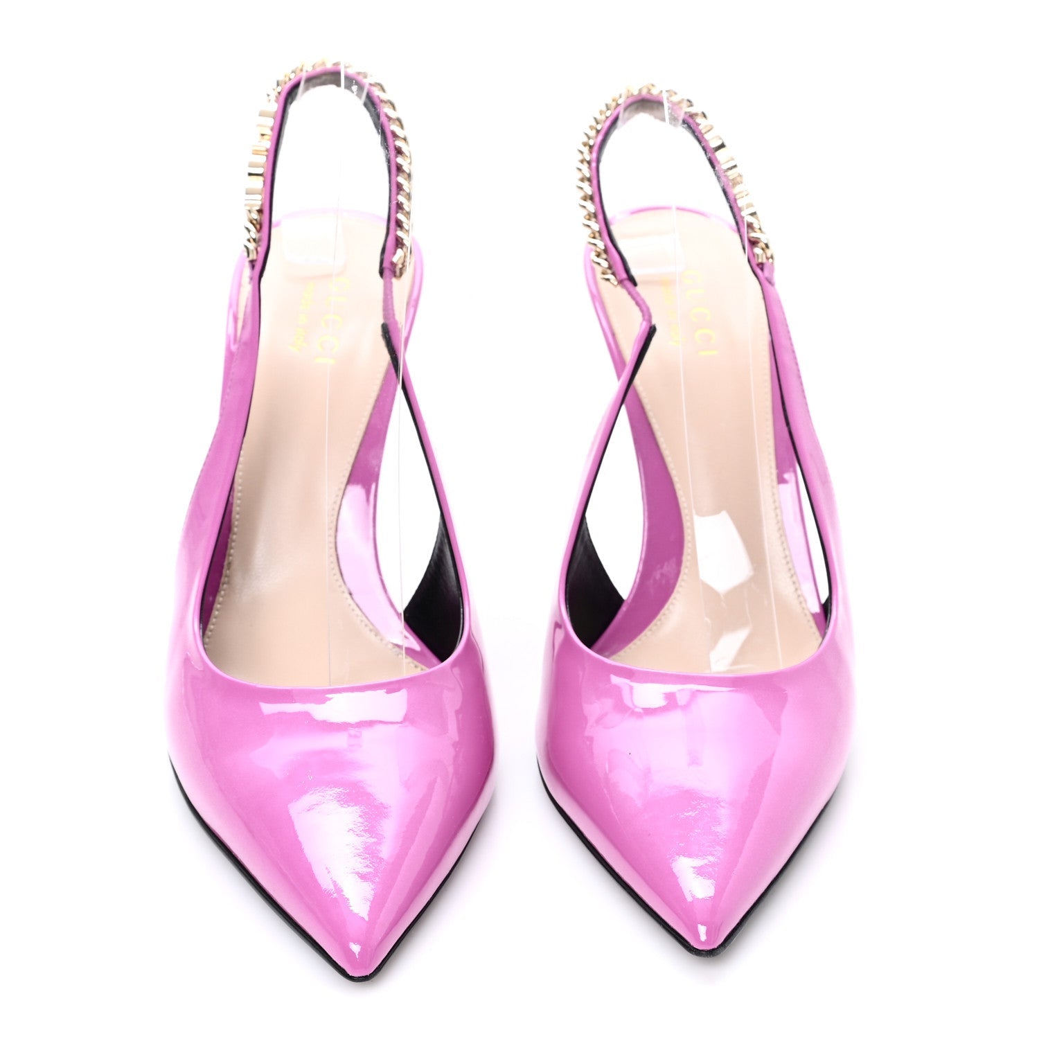 Gucci Vernice Crystal Nappa Charlotte Signoria 105 Slingback Pumps 40 Libre Pink