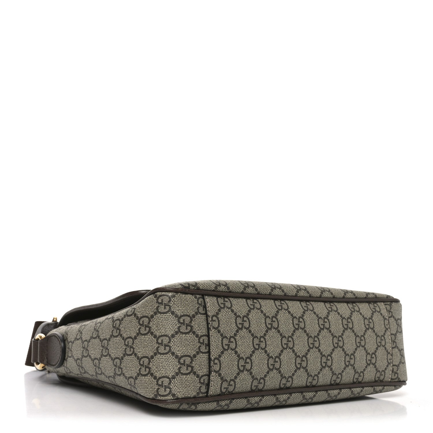 Gucci Tender GG Supreme Monogram Textured Dollar Calfskin Ophidia Messenger Bag Beige Ebony Dark Brown