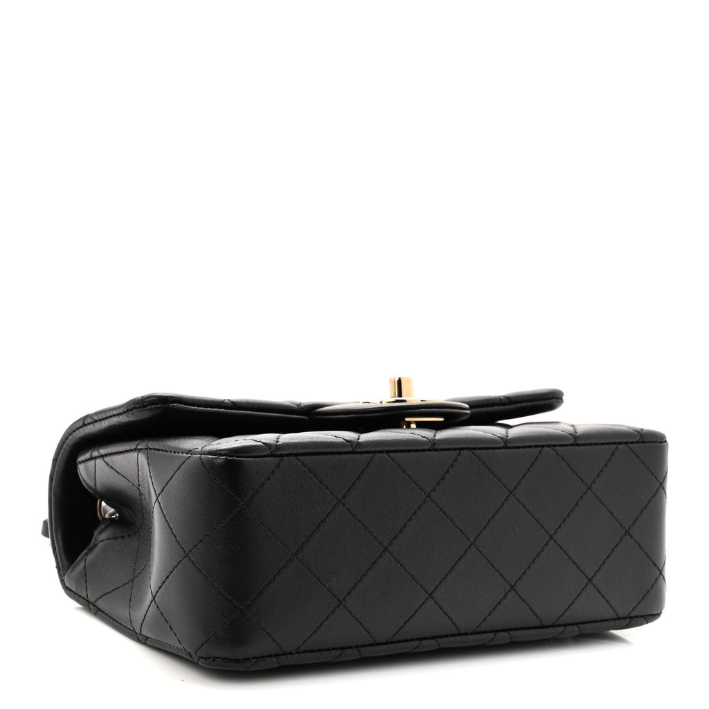 Chanel Lambskin Quilted Mini Rectangular Flap Black