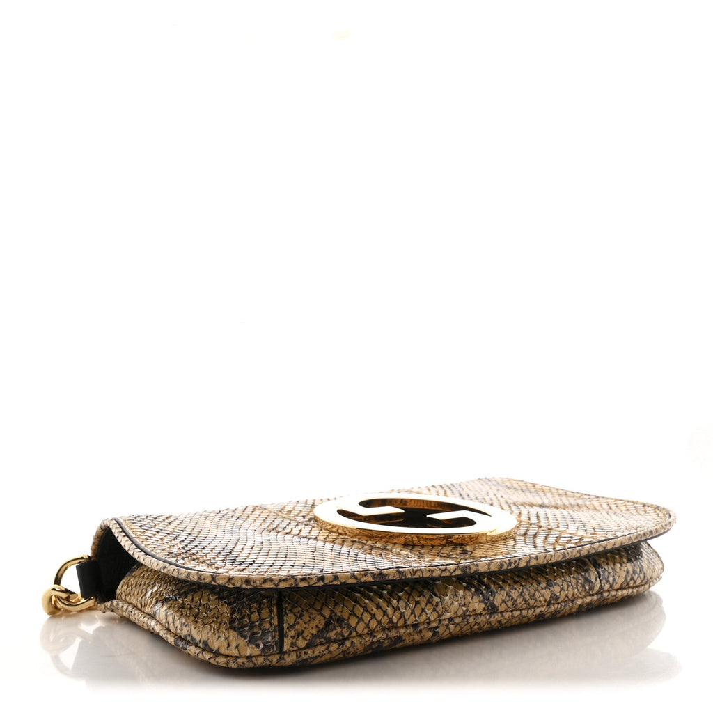 Gucci Roxy Snakeskin Blondie Chain Shoulder Flap Bag Roccia