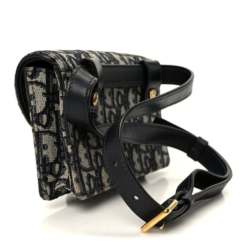Christian Dior Oblique Saddle Belt Bag Blue