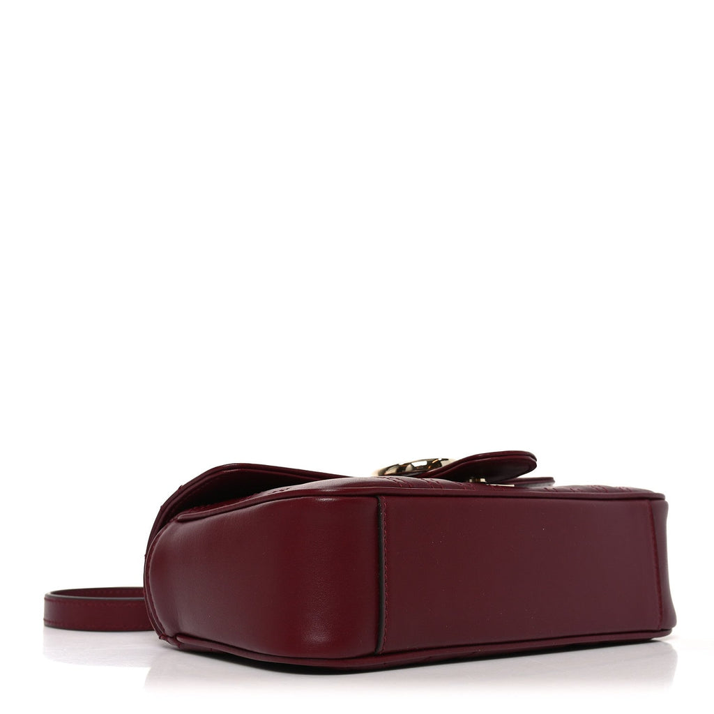 Gucci Calfskin Matelasse Mini GG Marmont Shoulder Bag Rosso Ancora