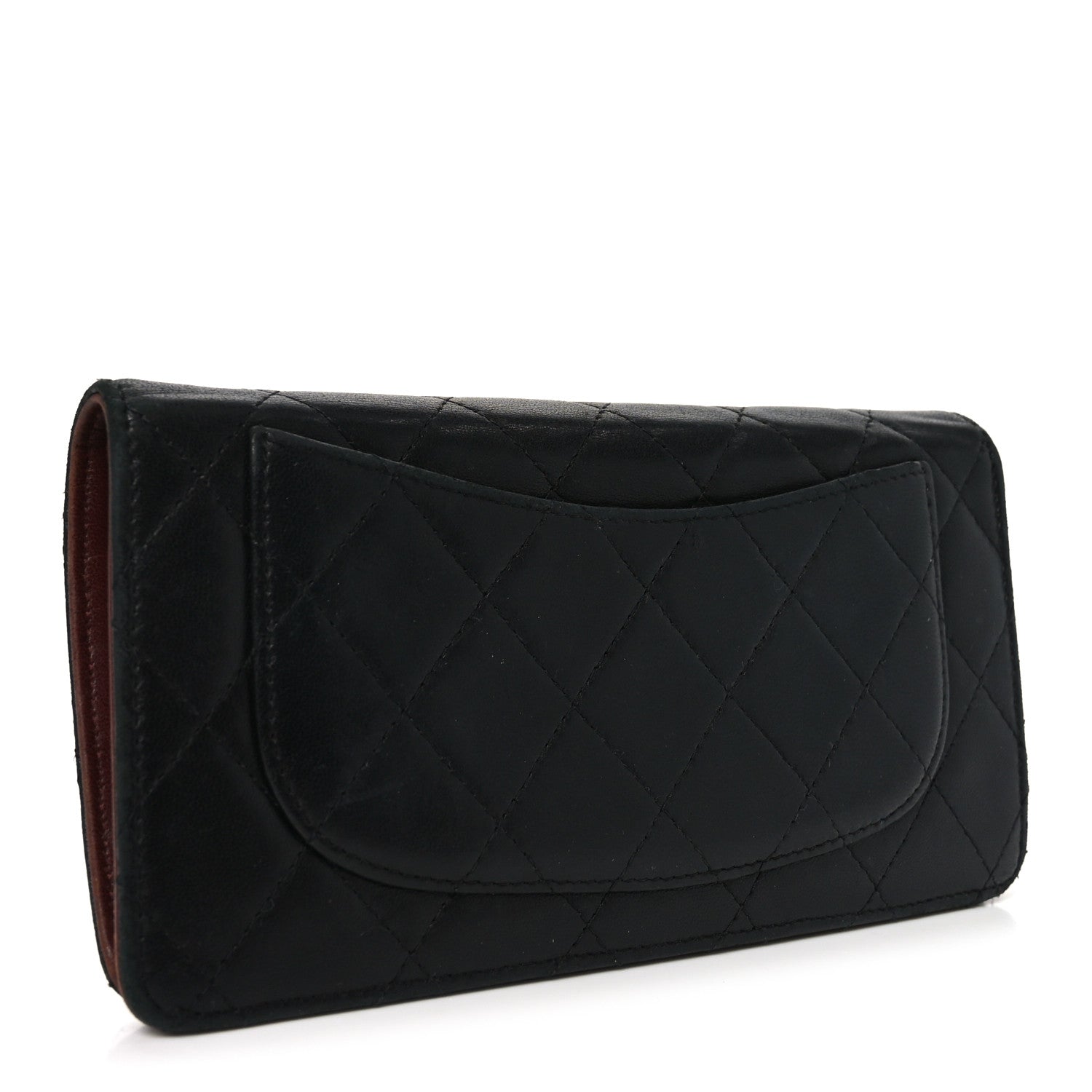 Lambskin Quilted Yen Wallet Black