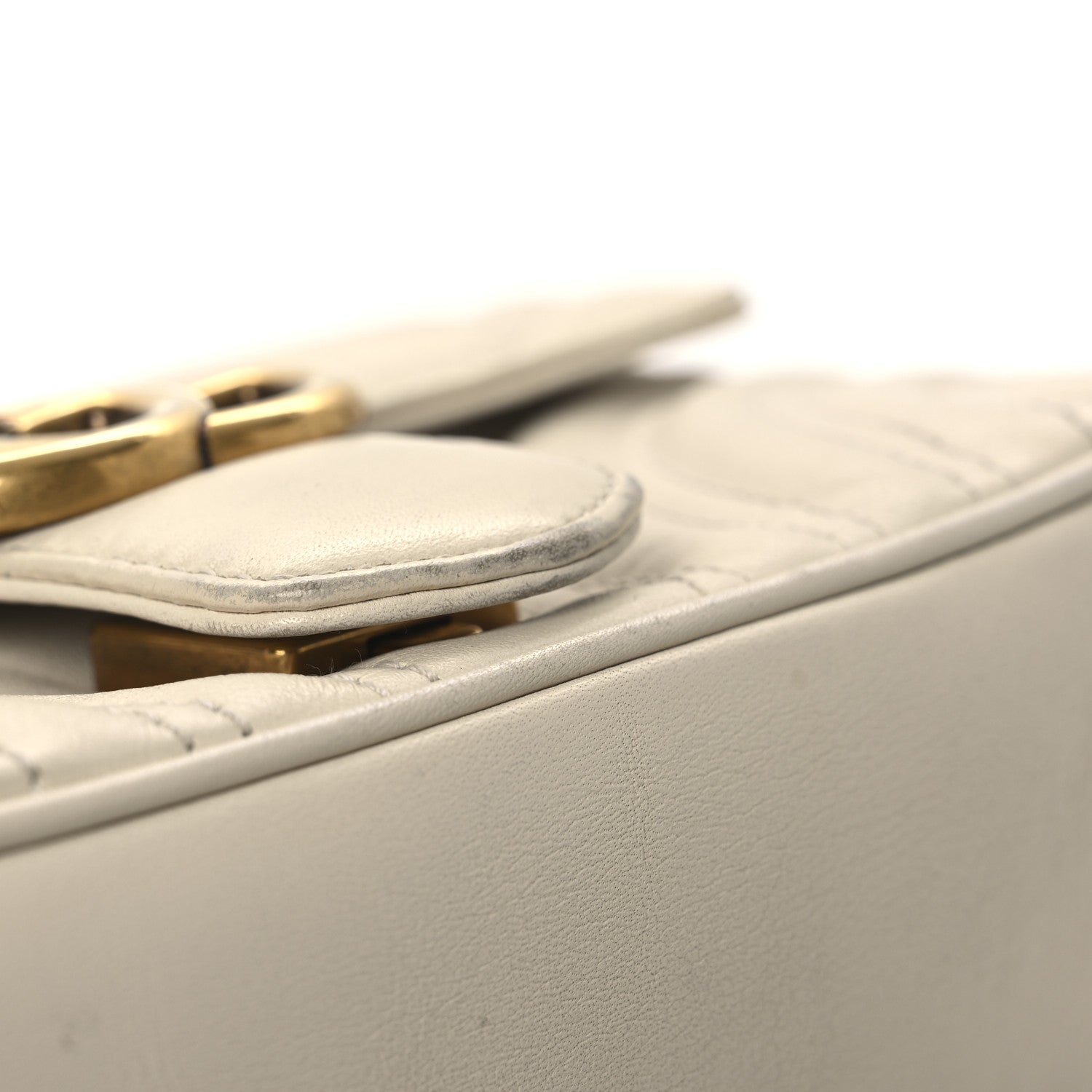 Gucci Calfskin Matelasse Mini GG Marmont Shoulder Bag White