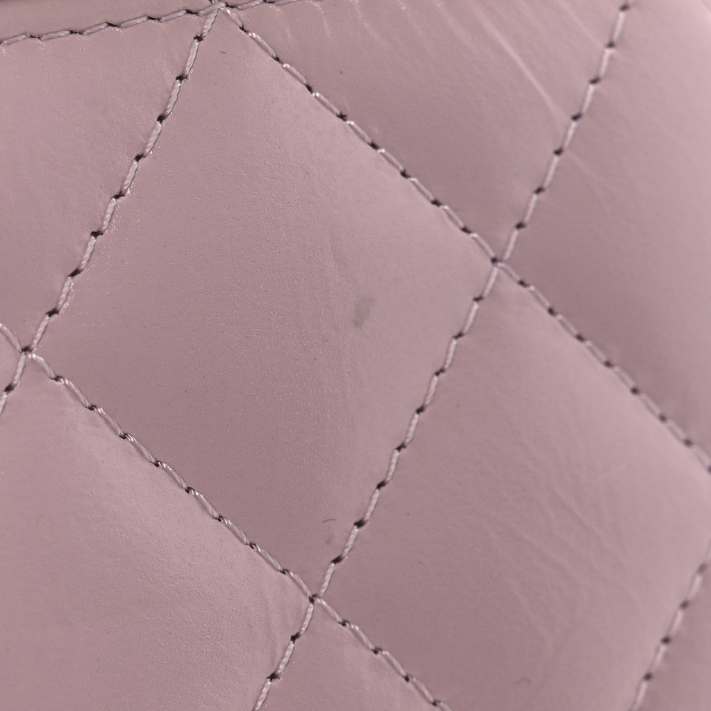 Chanel Shiny Lambskin Quilted Top Handle Vanity Case With Chain Pink