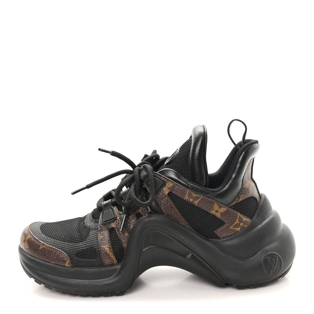 Louis Vuitton Calfskin Patent Monogram LV Archlight Sneakers 37.5 Black