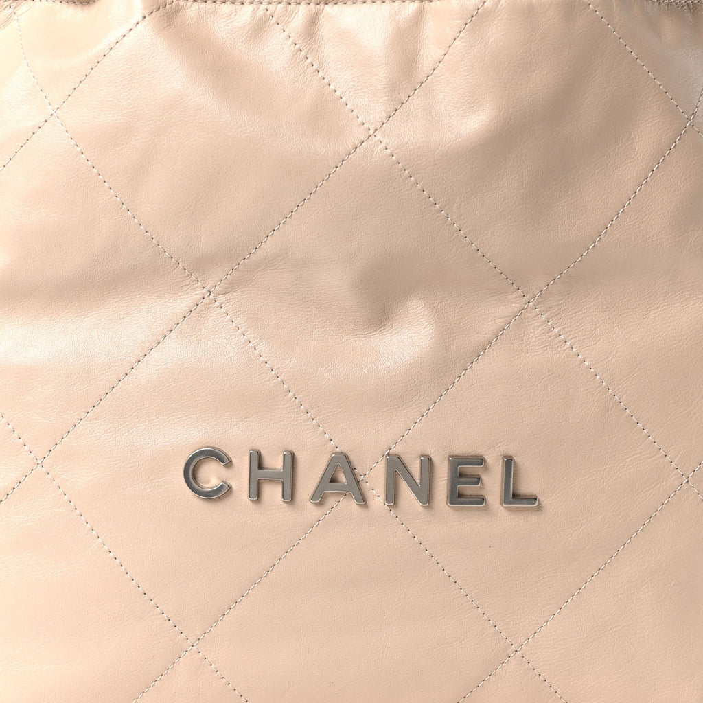 Chanel Shiny Calfskin Quilted Small Chanel 22 Ecru