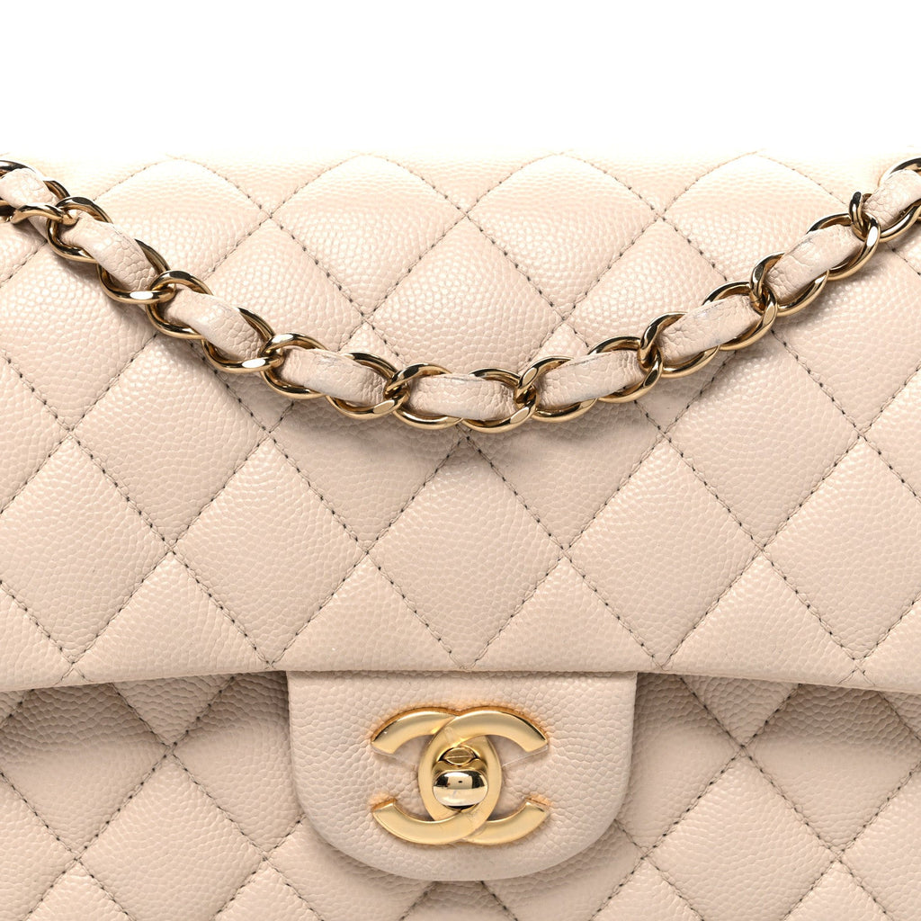 Chanel Caviar Quilted Small Double Flap Beige