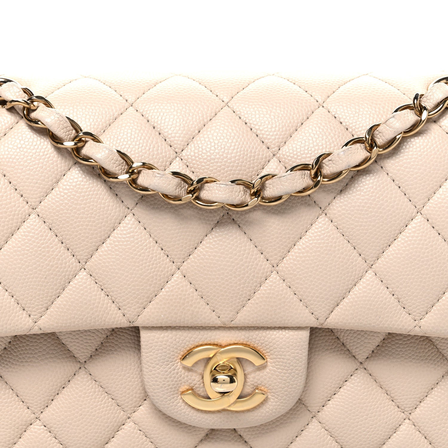 Chanel Caviar Quilted Small Double Flap Beige