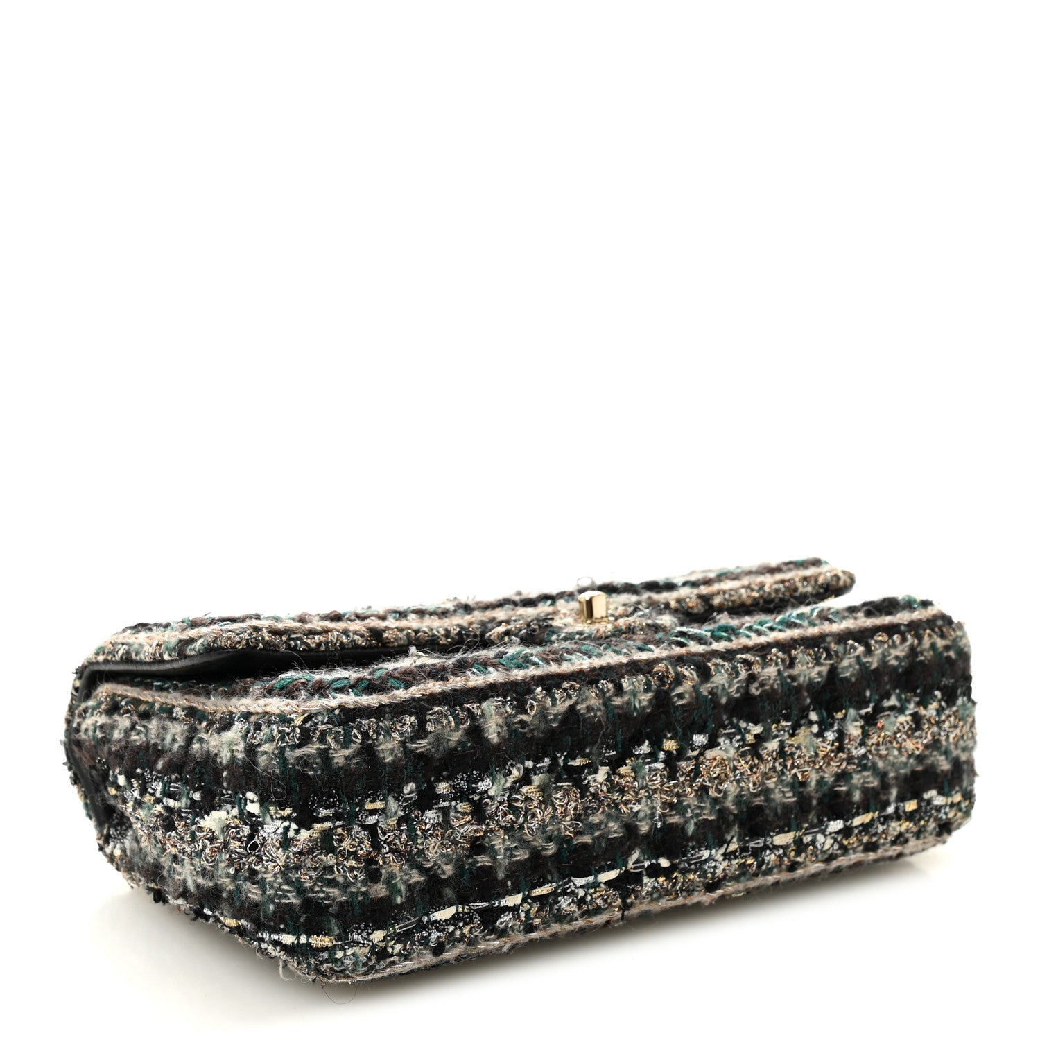 Chanel Tweed Braid Medium Flap Turquoise Multicolor