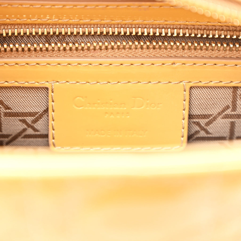 Christian Dior Patent Cannage Medium Lady Dior Dark Beige