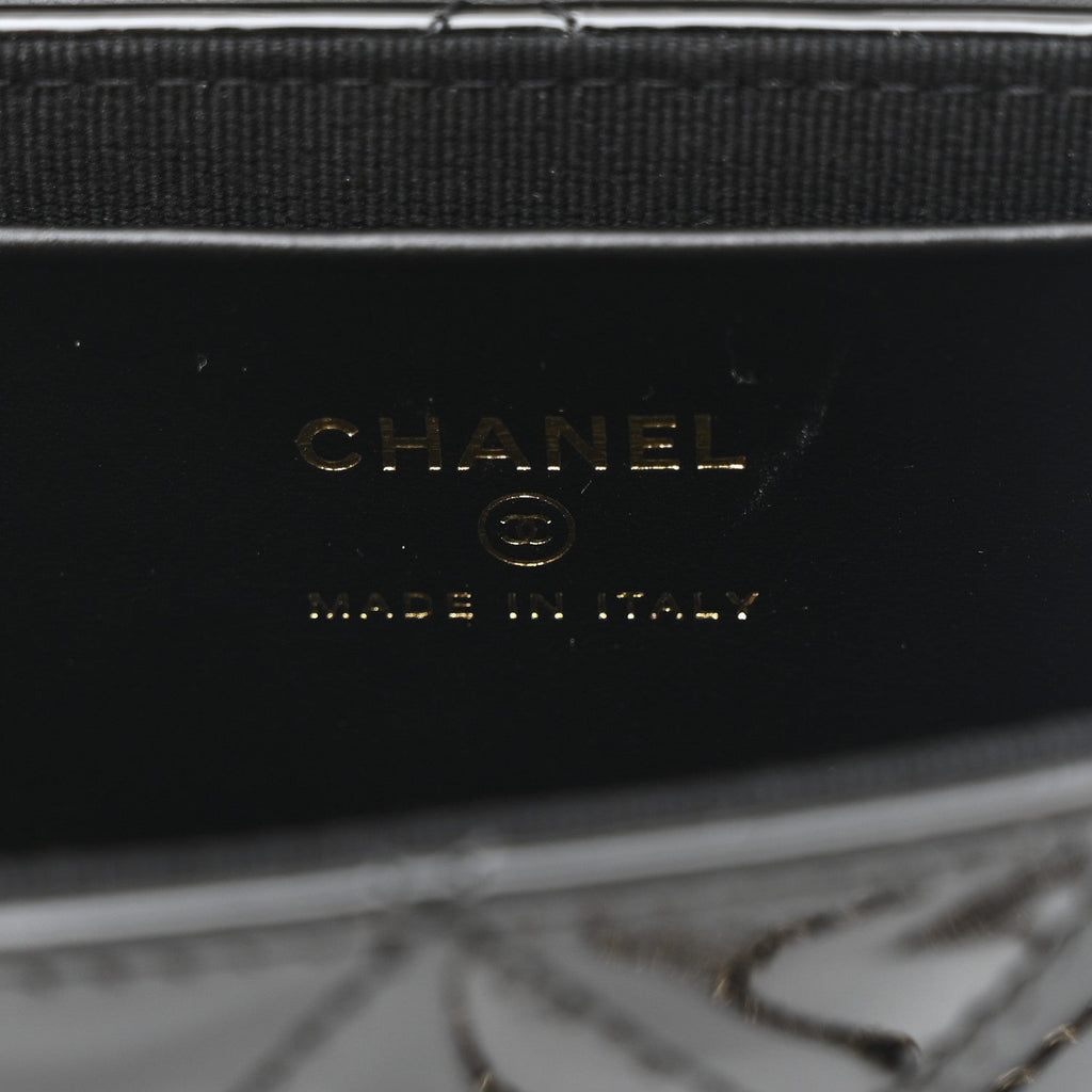 Chanel Patent Calfskin Quilted Mini Clutch Black