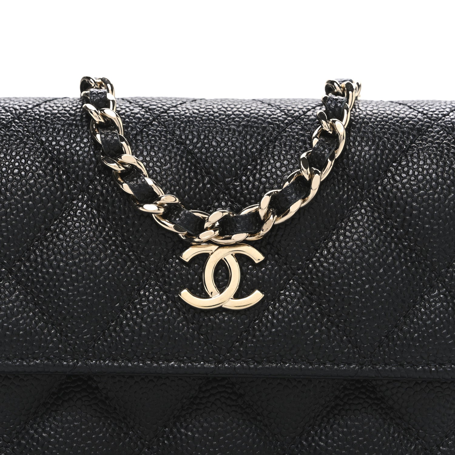 Chanel Caviar Quilted Mini Ribbon Wallet On Chain WOC Black