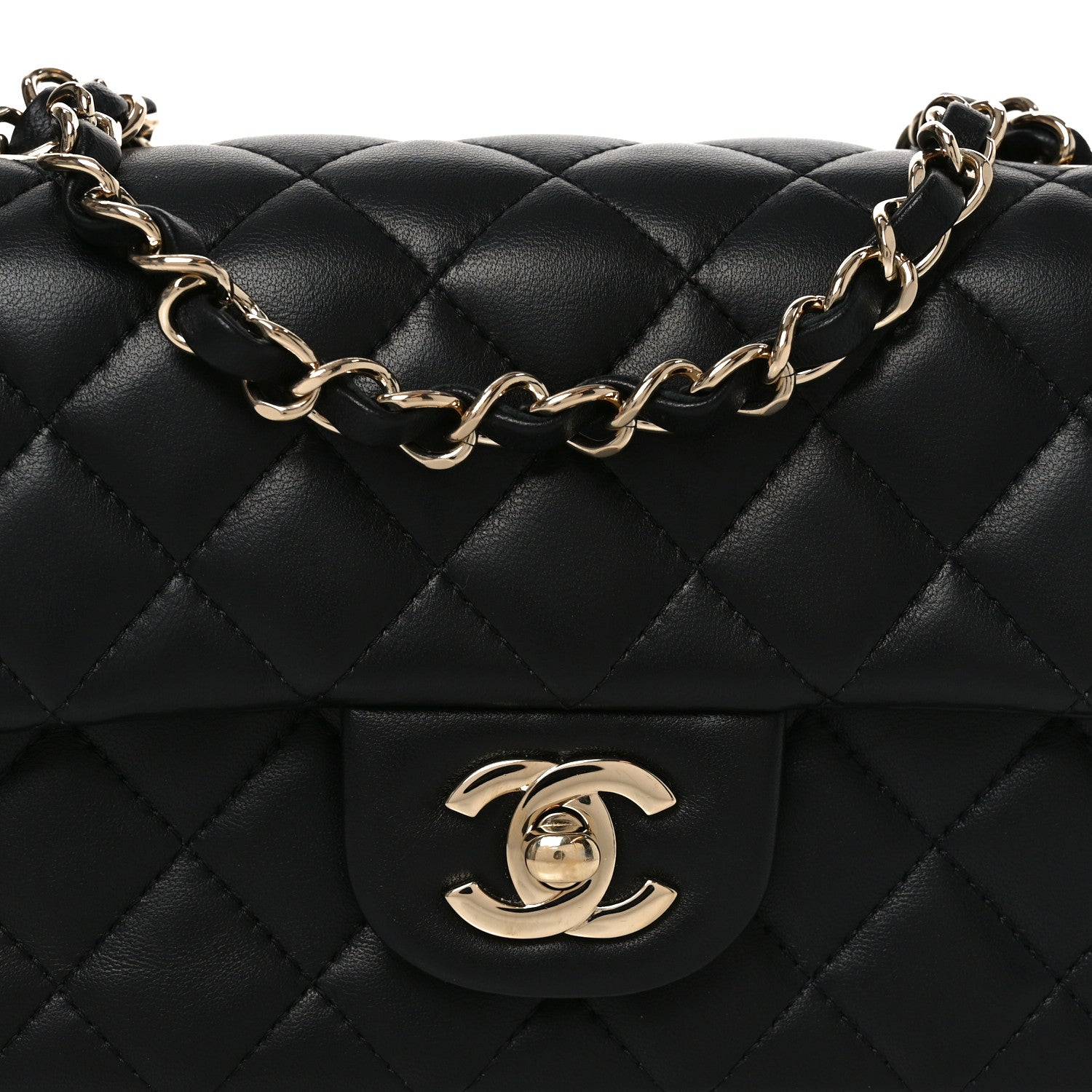 Chanel Lambskin Quilted Mini Rectangular Flap Black