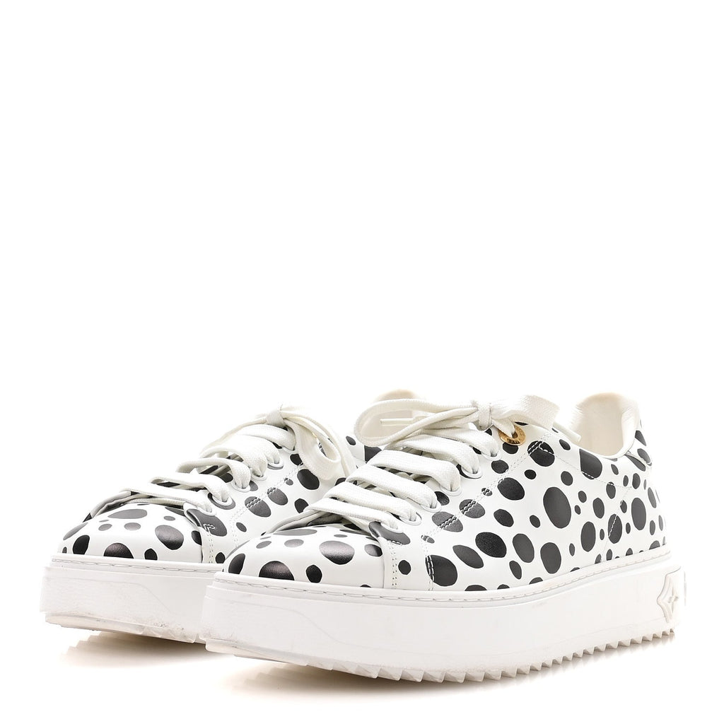 Louis Vuitton LV X YK Calfskin Printed Infinity Dots Time Out Sneakers 38.5 White