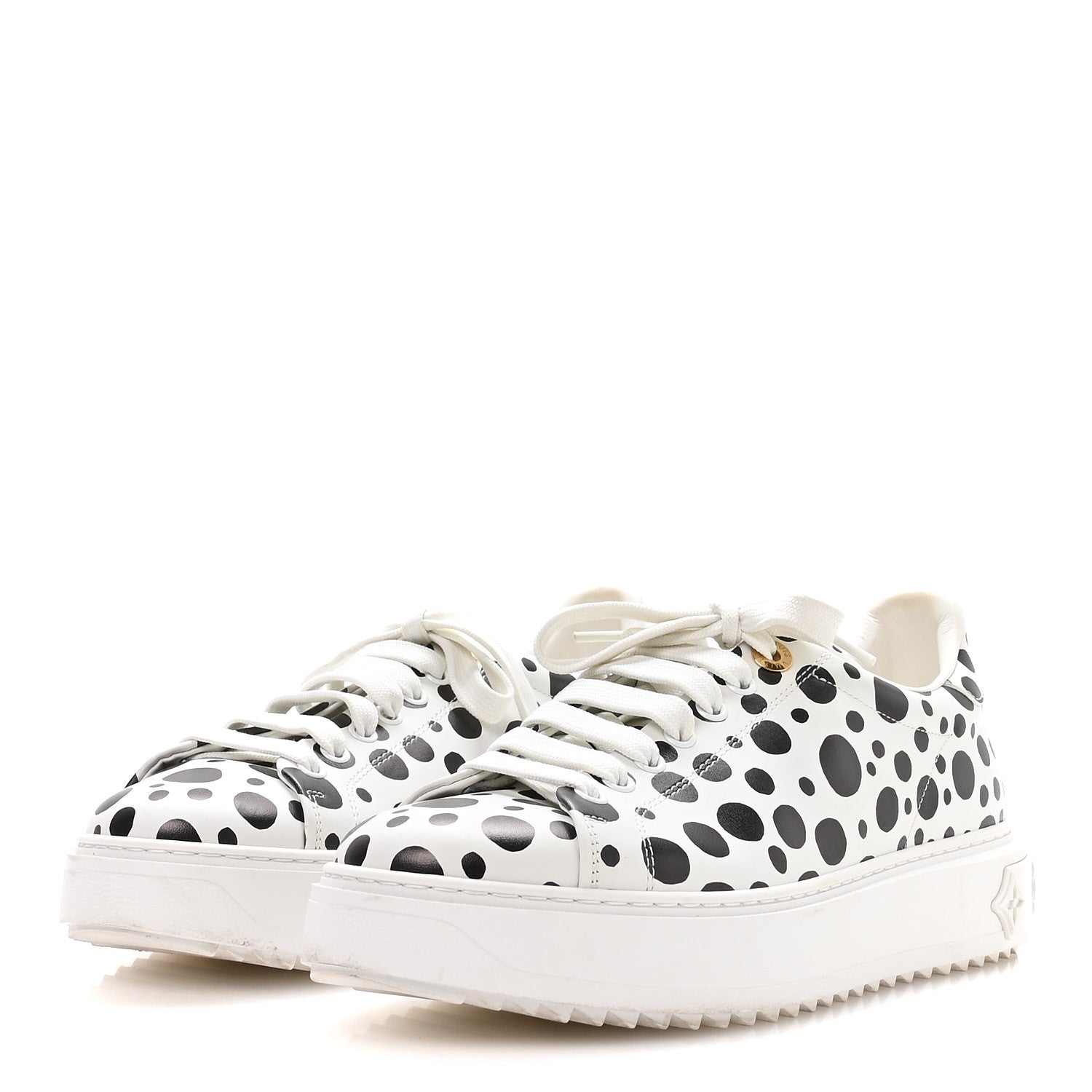 Louis Vuitton LV X YK Calfskin Printed Infinity Dots Time Out Sneakers 38.5 White
