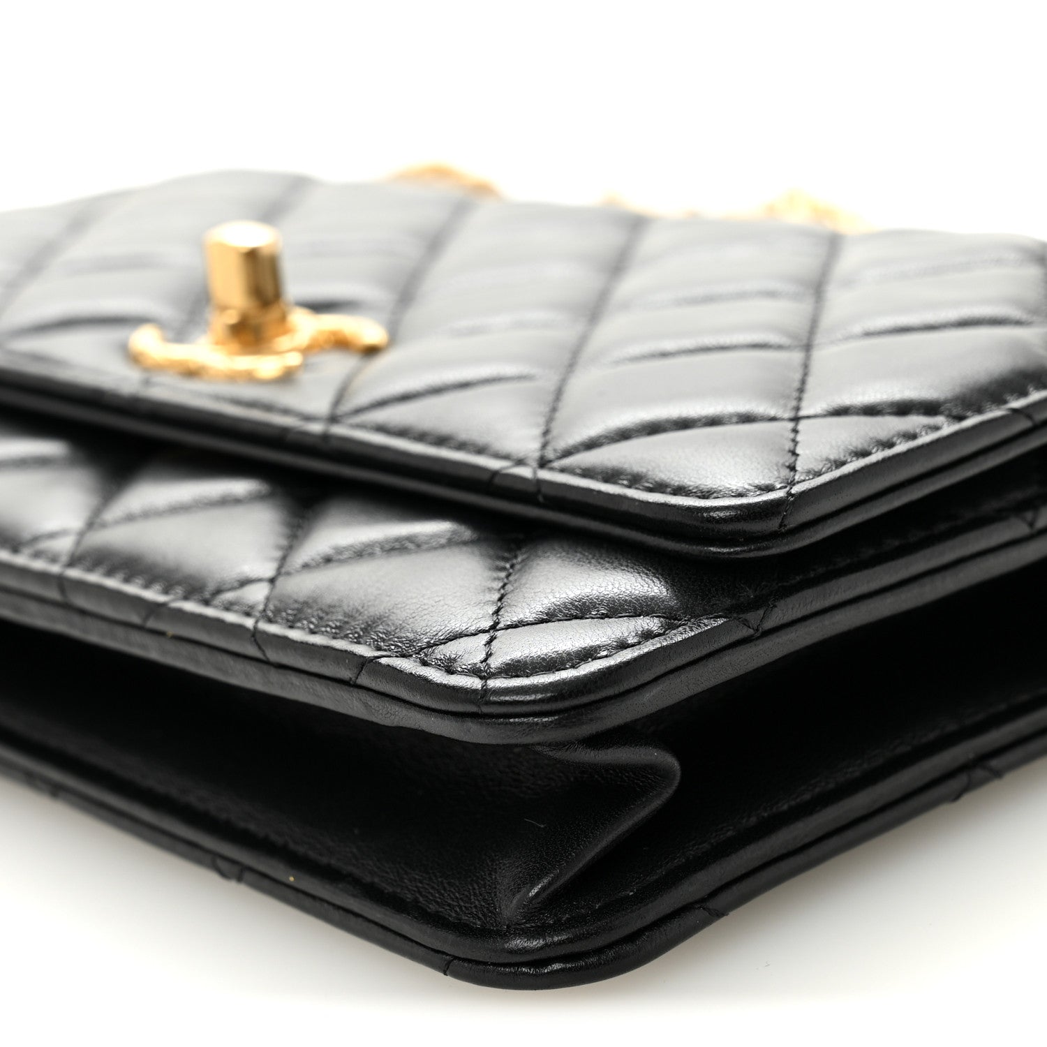 Chanel Lambskin Quilted Pillow Crush Wallet On Chain WOC Black