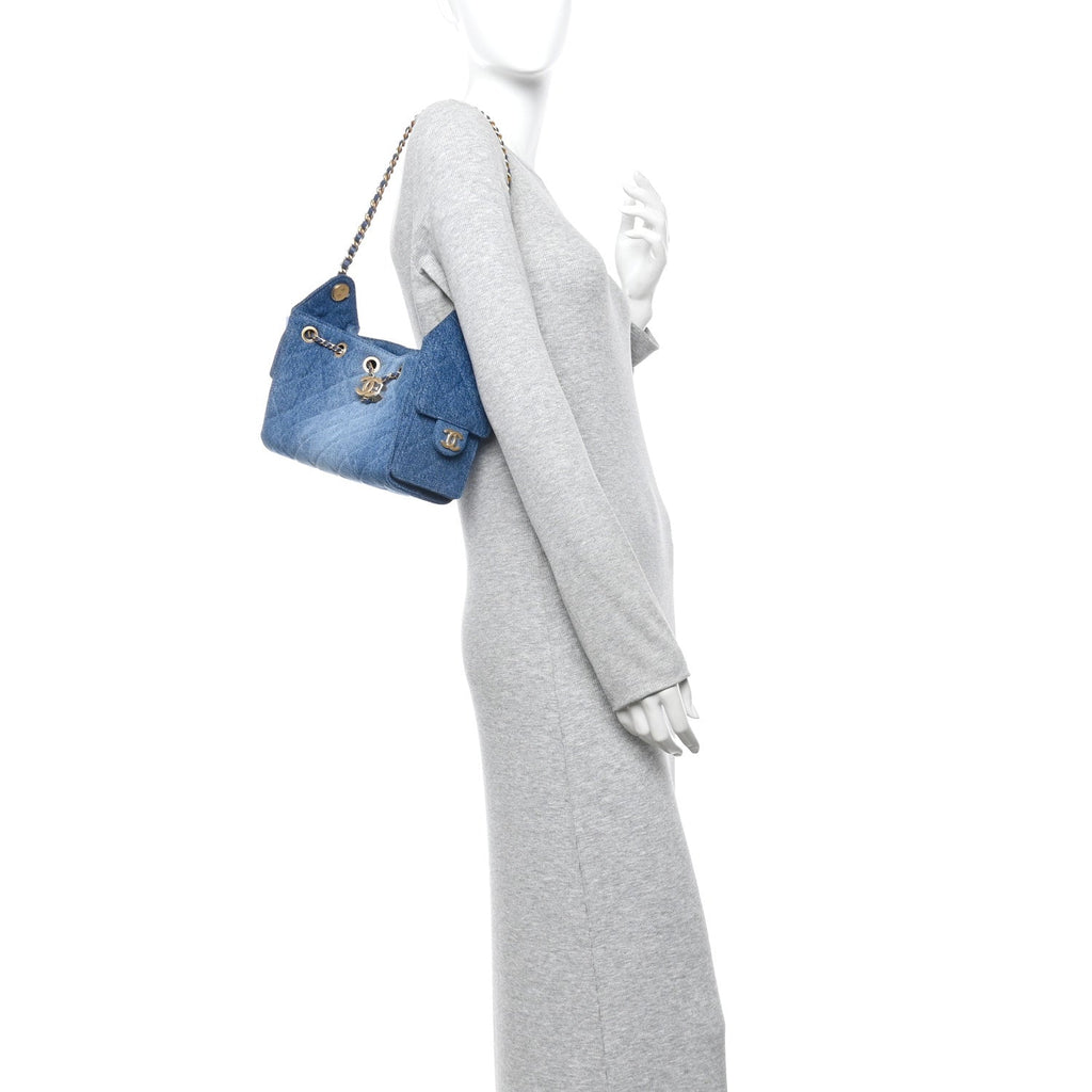 Chanel Washed Denim Quilted Mini Chanel 25 Handbag Blue
