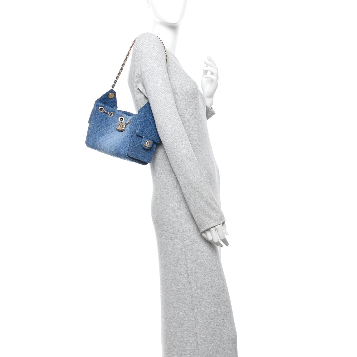Chanel Washed Denim Quilted Mini Chanel 25 Handbag Blue