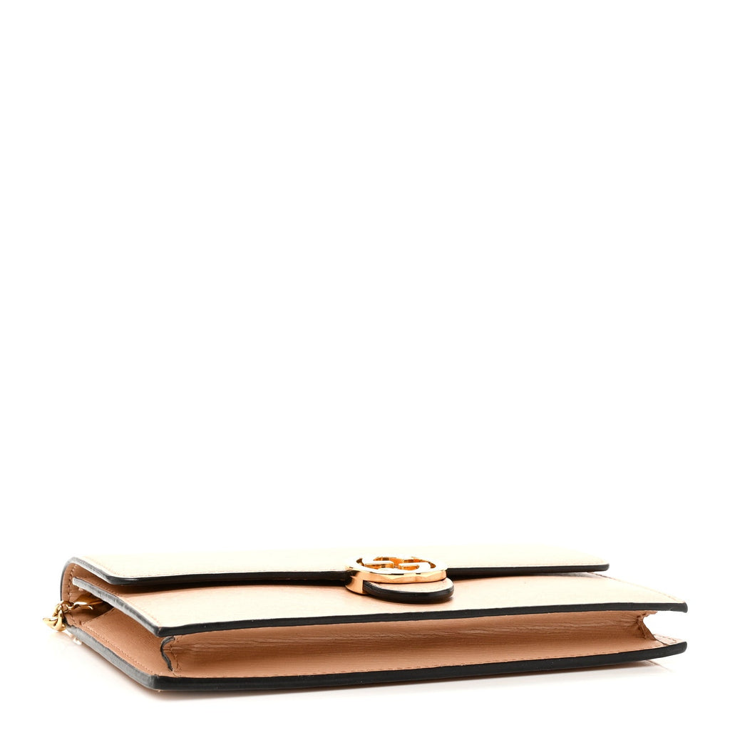 Gucci Dollar Calfskin Interlocking G Chain Wallet Camelia