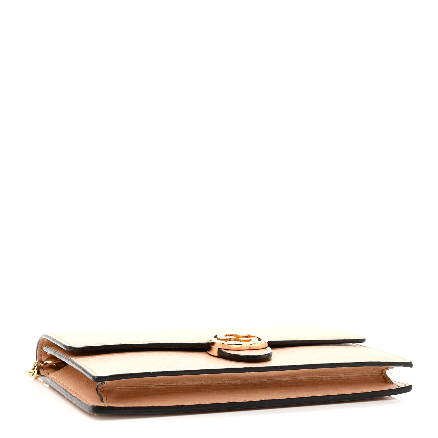 Gucci Dollar Calfskin Interlocking G Chain Wallet Camelia