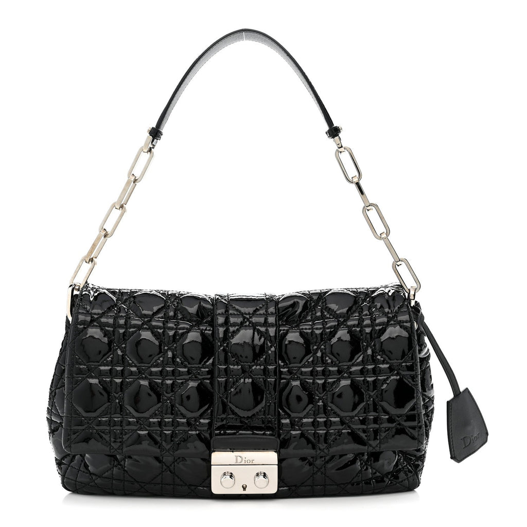 Christian Dior Patent Cannage New Lock Flap Black