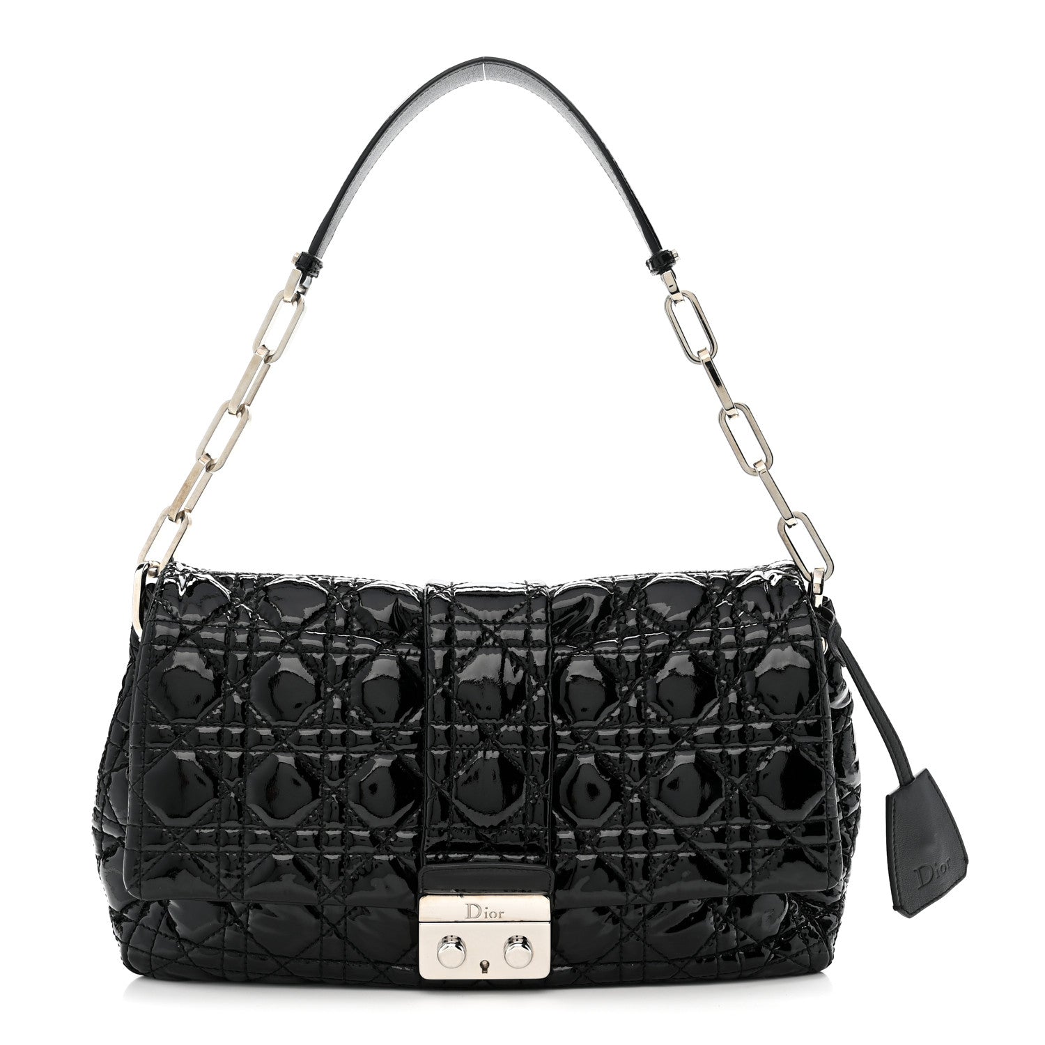 Christian Dior Patent Cannage New Lock Flap Black
