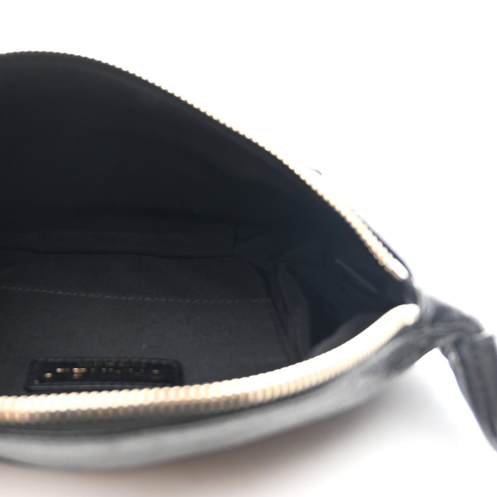Chanel Crumpled Glazed Lambskin Quilted Waist Bag Fanny Pack Black