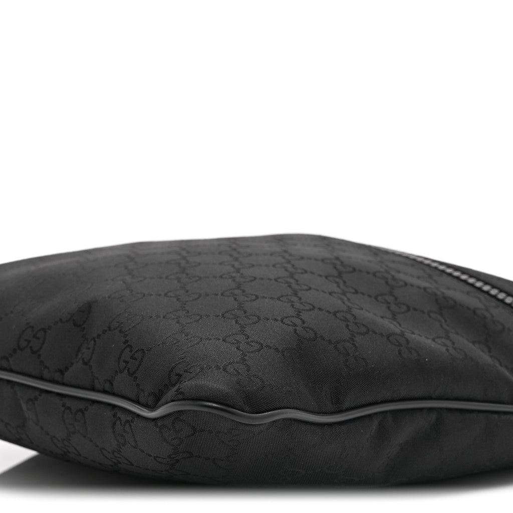 Gucci Nylon Monogram Small Flat Messenger Bag Black