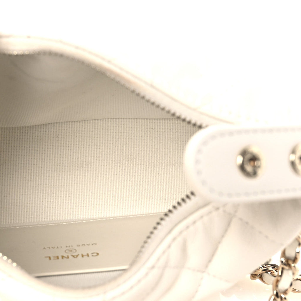 Chanel Caviar Quilted Hobo Clutch With Chain White