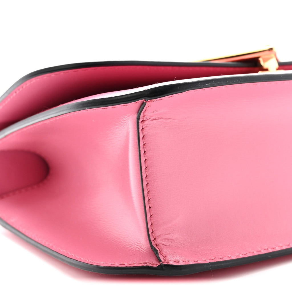Prada Box Calfskin Triangle Embleme Flap Shoulder Bag Begonia