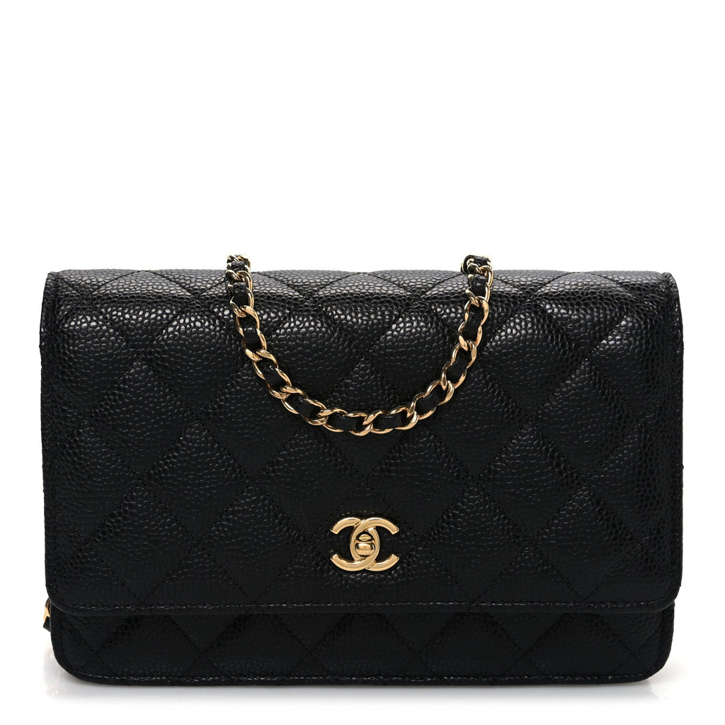 Chanel Caviar Quilted CC Turnlock Wallet On Chain WOC Black