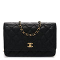 Chanel Caviar Quilted CC Turnlock Wallet On Chain WOC Black