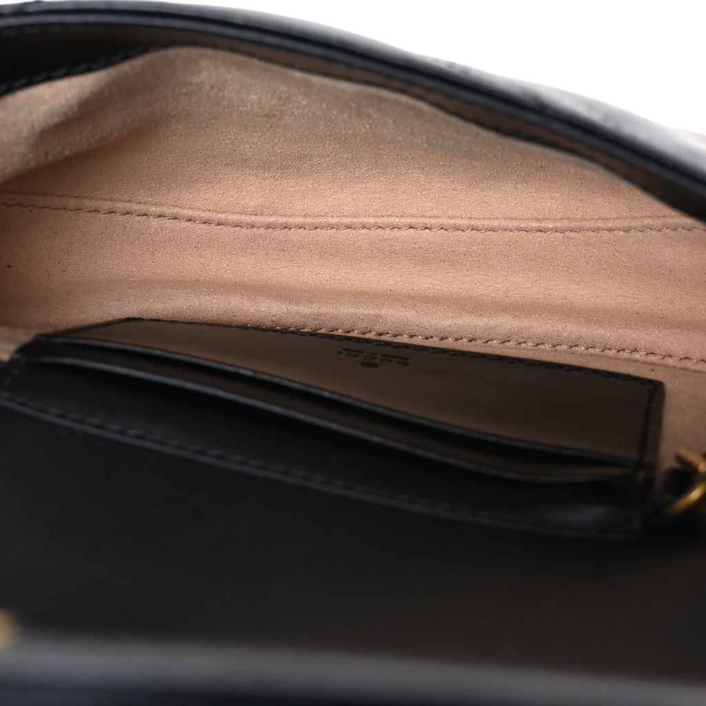 Gucci Calfskin Matelasse Mini GG Marmont Chain Half Moon Crossbody Bag Black