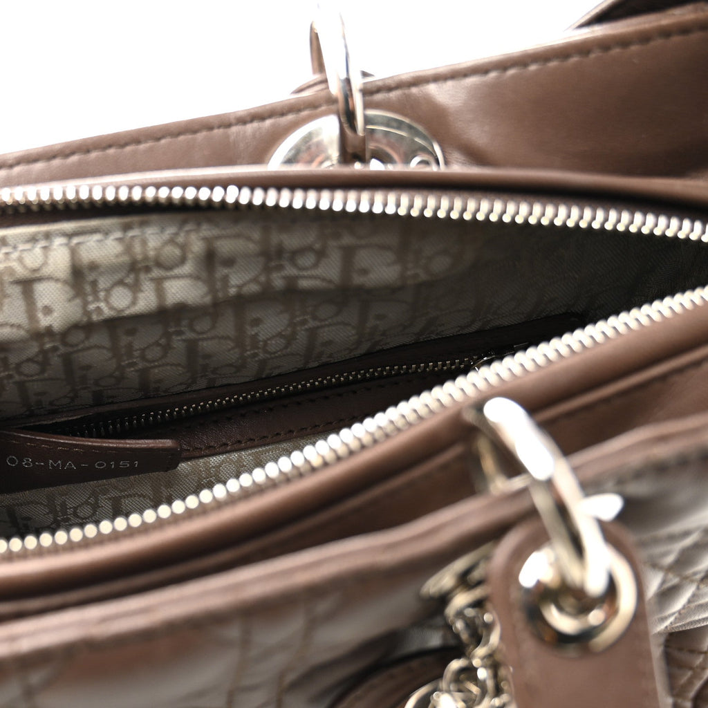 Christian Dior Lambskin Cannage Large Lady Dior Brown