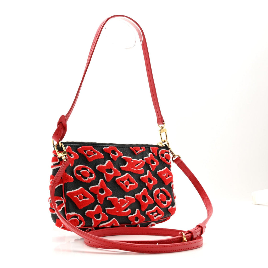 Louis Vuitton X UF Tufted Monogram Pochette Accessories Black Red