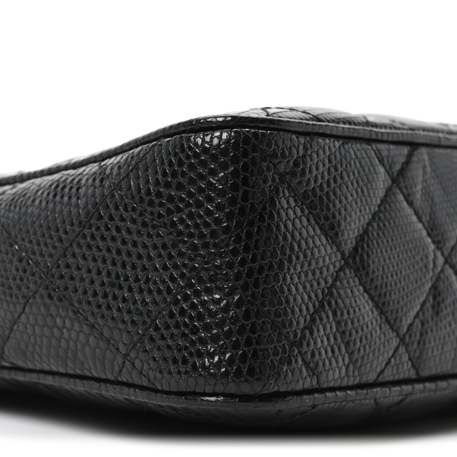 Chanel Lizard Quilted Small Tassel Camera Case Black